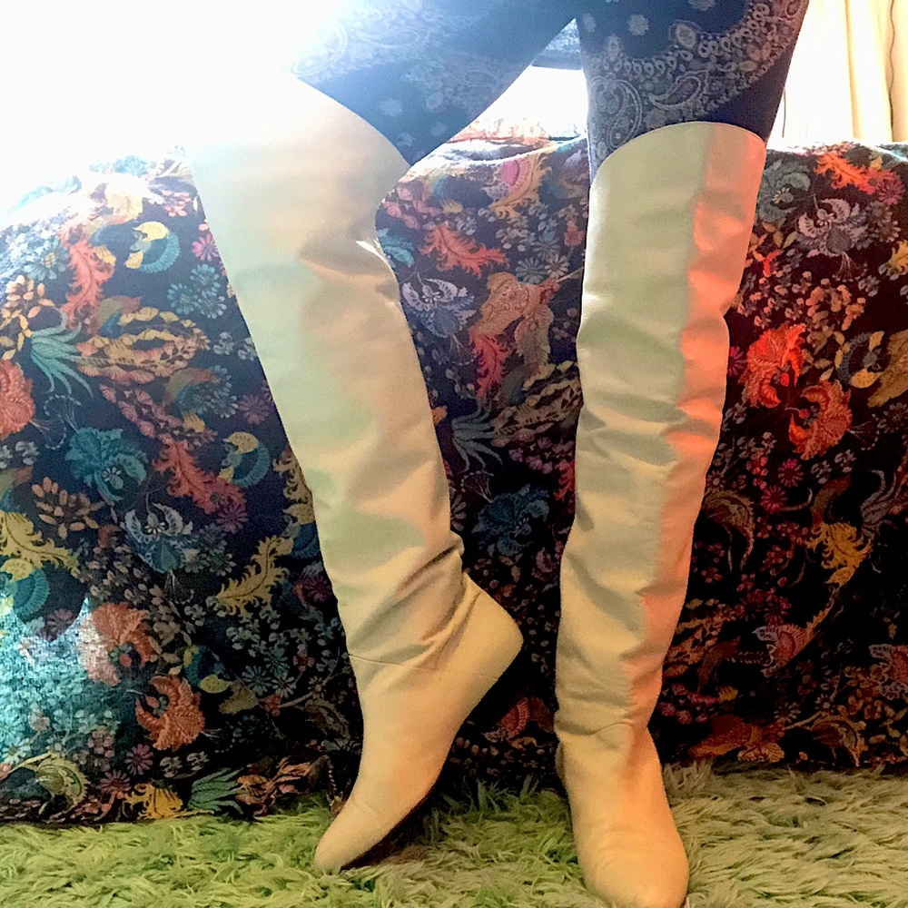 Vintage Leather Boots - Thigh High White!